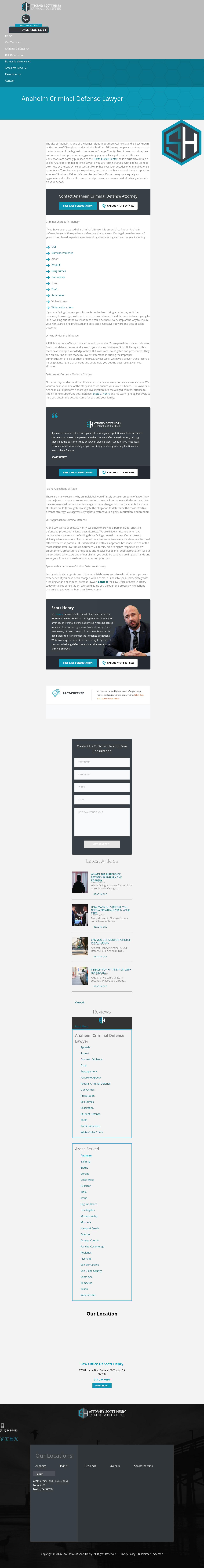 Attorney Scott Henry: Criminal and DUI Defense - Anaheim CA Lawyers