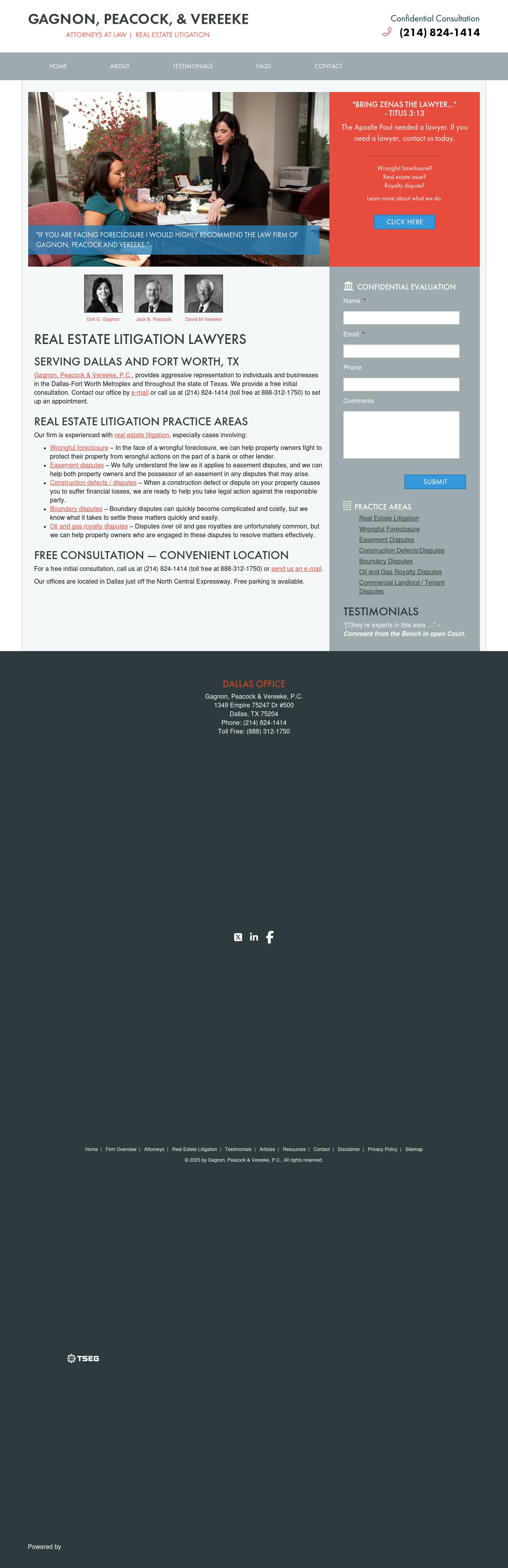 Gagnon, Peacock & Vereeke, P.C. - Dallas TX Lawyers