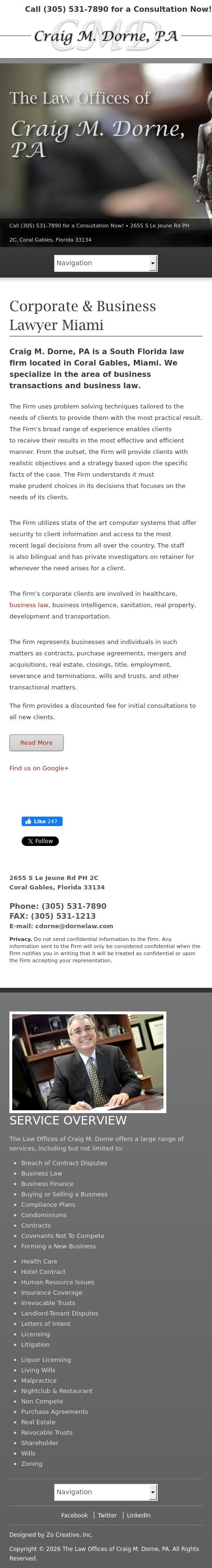 Craig M. Dorne, PA - Coral Gables FL Lawyers