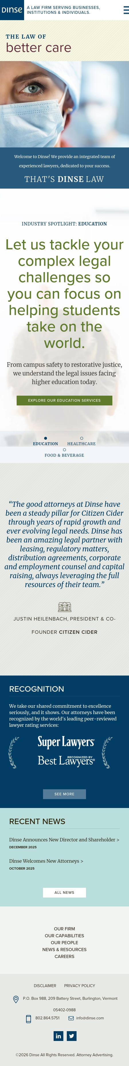 Dinse, Knapp & McAndrew, P.C. - Burlington VT Lawyers