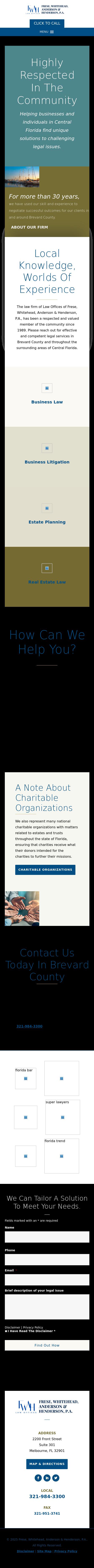 Frese, Hansen, Anderson, Anderson, Heuston & Whitehead, P.A. - Melbourne FL Lawyers