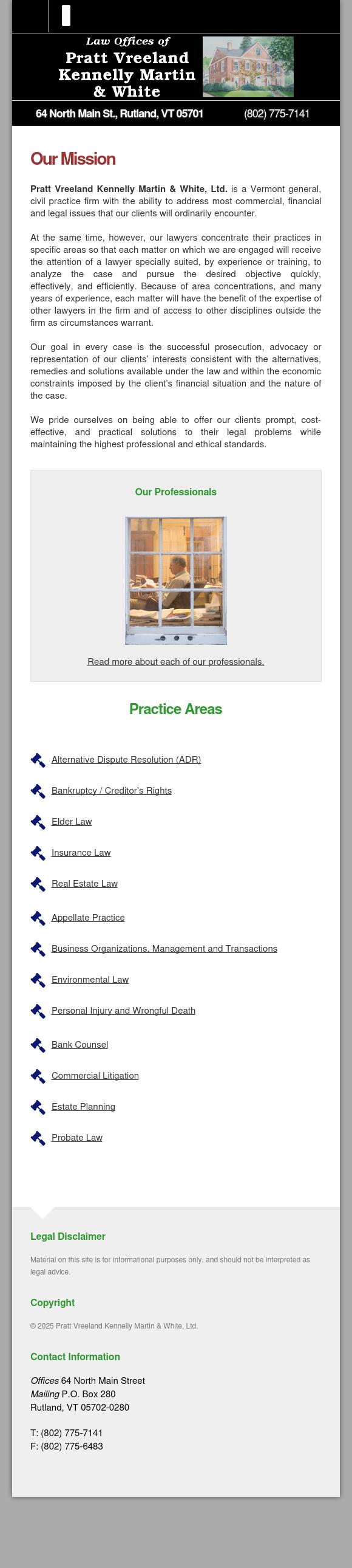 Pratt, Vreeland, Kennelly, Martin & White, LTD. - Rutland VT Lawyers