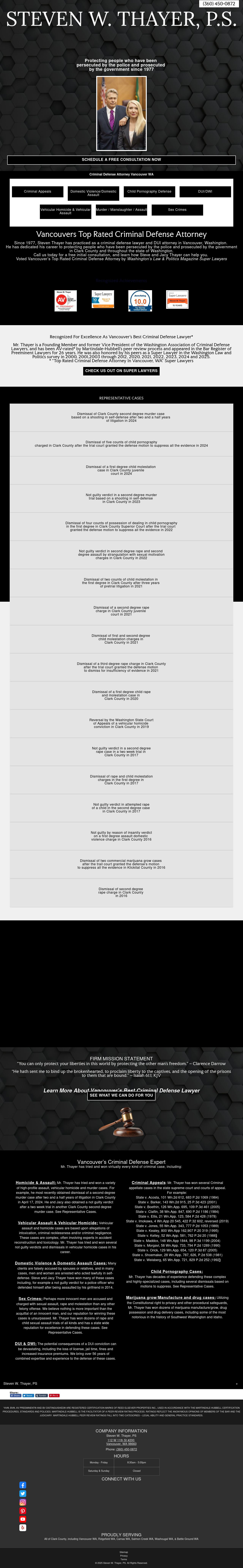 Steven W. Thayer, P.S. Criminal Defense Attorney - Vancouver WA Lawyers