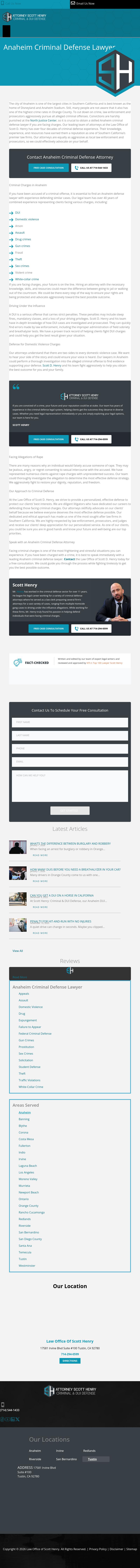 Attorney Scott Henry: Criminal and DUI Defense - Anaheim CA Lawyers