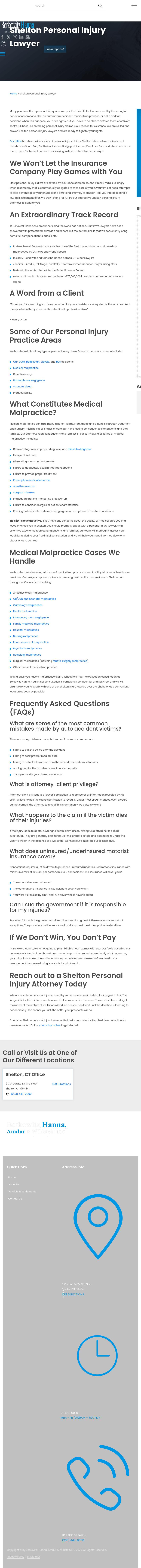 Berkowitz Hanna Malpractice & Injury Lawyers - Shelton CT Lawyers