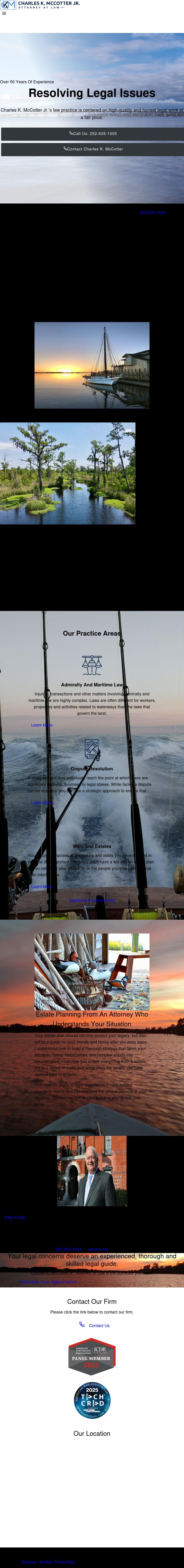 Charles K. McCotter Jr., Attornet at Law - New Bern NC Lawyers