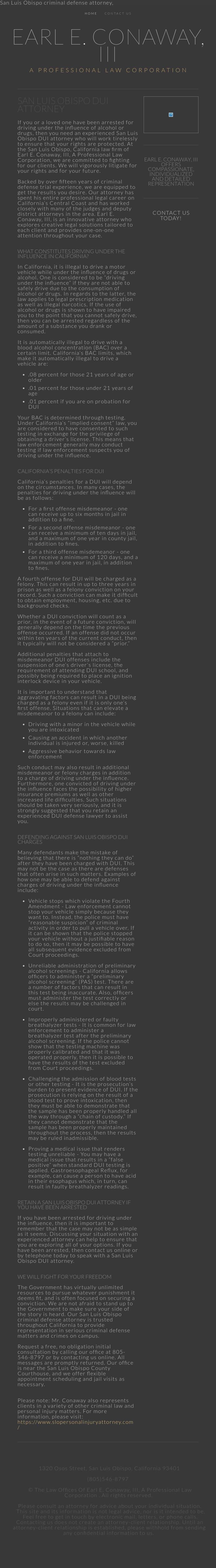 Earl E. Conaway, III, A Professional Law Corporation - San Luis Obispo CA Lawyers