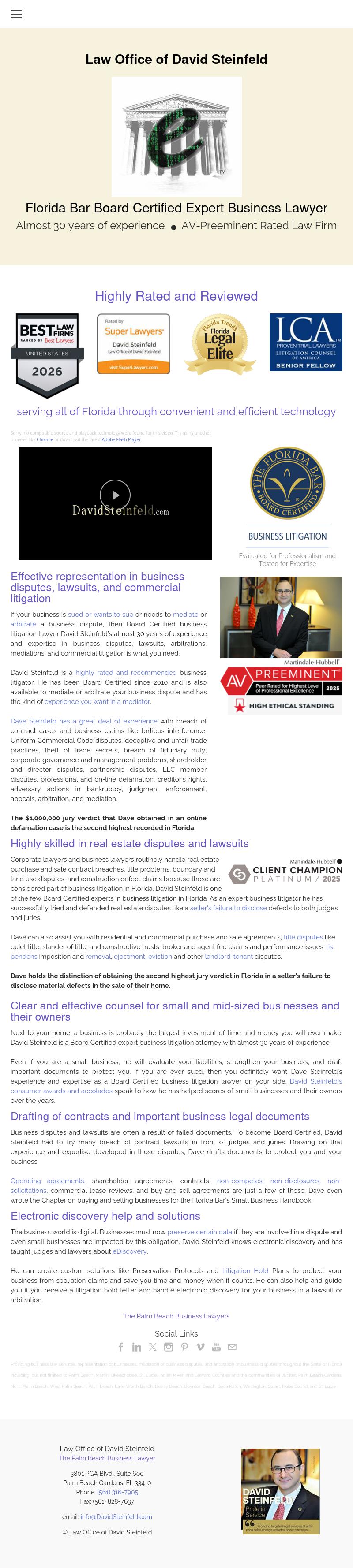 Law Office of David Steinfeld, P.L. - Palm Beach Gardens FL Lawyers