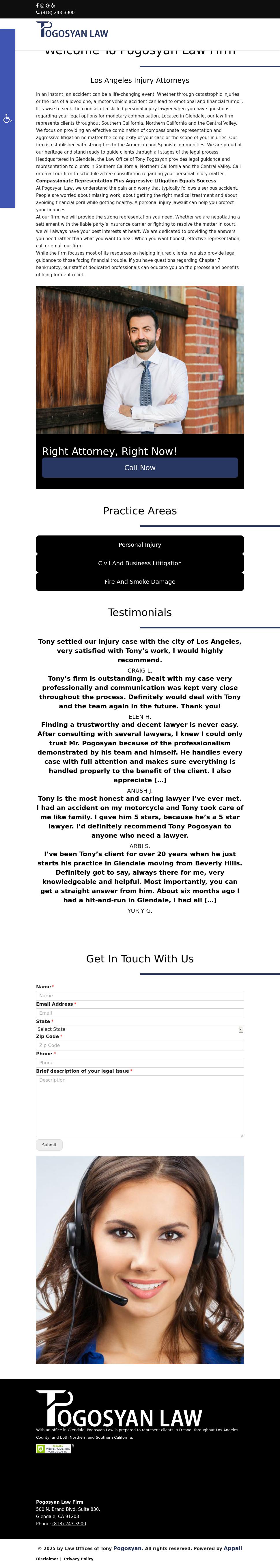 Law Offices of Tony Pogosyan - Glendale CA Lawyers