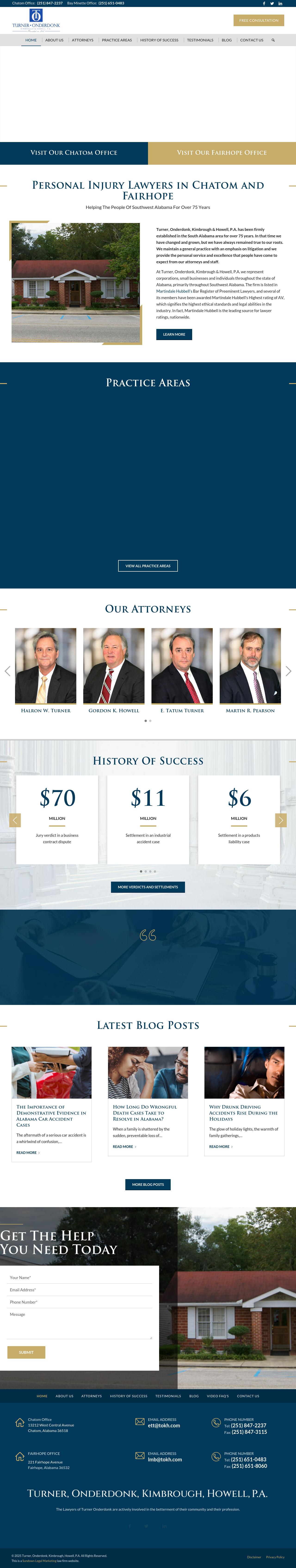 Turner, Onderdonk, Kimbrough, Howell, Huggins & Bradley, P.A. - Chatom AL Lawyers